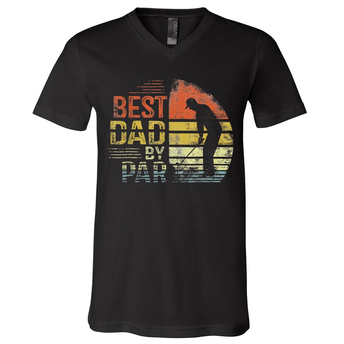 Best Dad By Par Retro Father's Day Golf Lover V-Neck T-Shirt