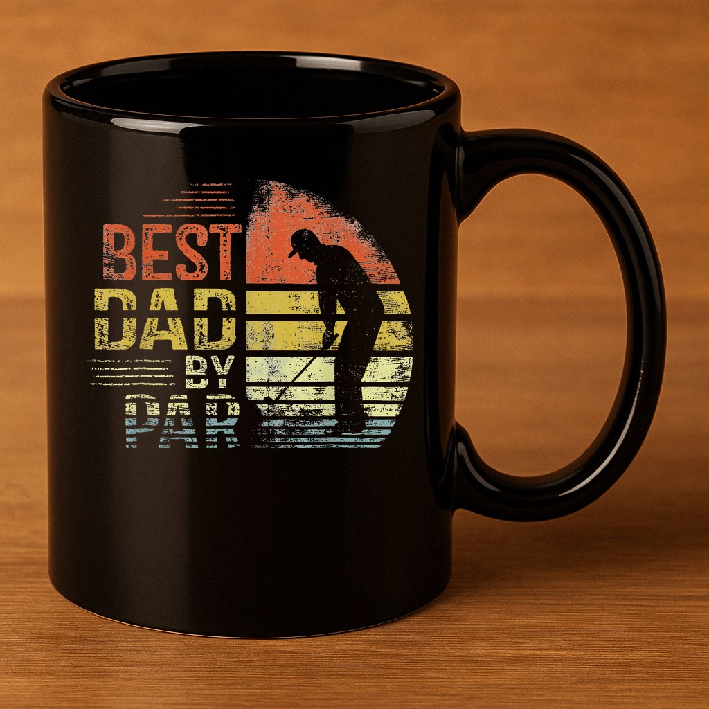 Best Dad By Par Retro Father's Day Golf Lover 11oz C Handle Ceramic Mug