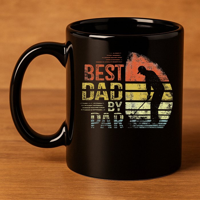 Best Dad By Par Retro Father's Day Golf Lover 11oz C Handle Ceramic Mug