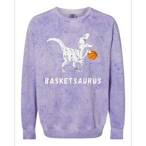 Basketball Dinosaur Baller T Rex Dino Playing Basketball Colorblast Crewneck Sweatshirt