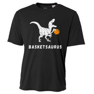 Basketball Dinosaur Baller T Rex Dino Playing Basketball Cooling Performance Crew T-Shirt