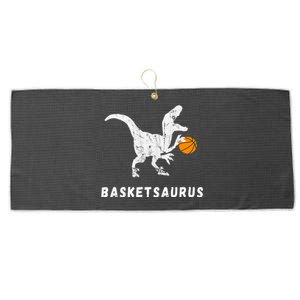 Basketball Dinosaur Baller T Rex Dino Playing Basketball Large Microfiber Waffle Golf Towel