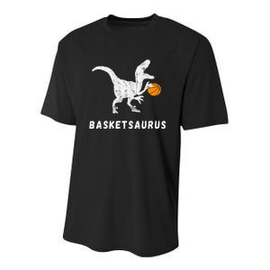 Basketball Dinosaur Baller T Rex Dino Playing Basketball Youth Performance Sprint T-Shirt