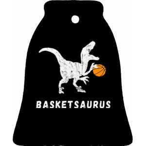 Basketball Dinosaur Baller T Rex Dino Playing Basketball Ceramic Bell Ornament