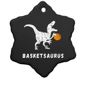 Basketball Dinosaur Baller T Rex Dino Playing Basketball Ceramic Star Ornament