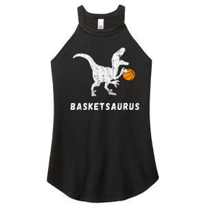 Basketball Dinosaur Baller T Rex Dino Playing Basketball Women's Perfect Tri Rocker Tank