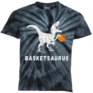 Basketball Dinosaur Baller T Rex Dino Playing Basketball Kids Tie-Dye T-Shirt