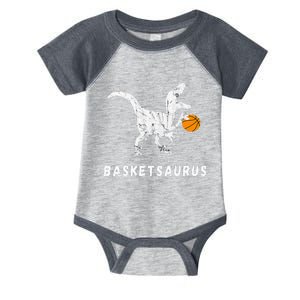 Basketball Dinosaur Baller T Rex Dino Playing Basketball Infant Baby Jersey Bodysuit