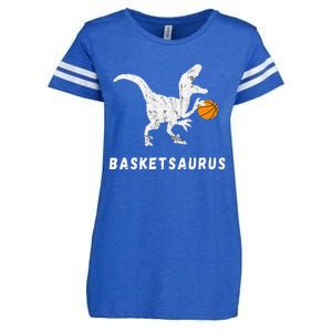 Basketball Dinosaur Baller T Rex Dino Playing Basketball Enza Ladies Jersey Football T-Shirt