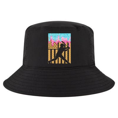 Baseball Drip Bat Dripping Ice Cream American Flag Cool Comfort Performance Bucket Hat