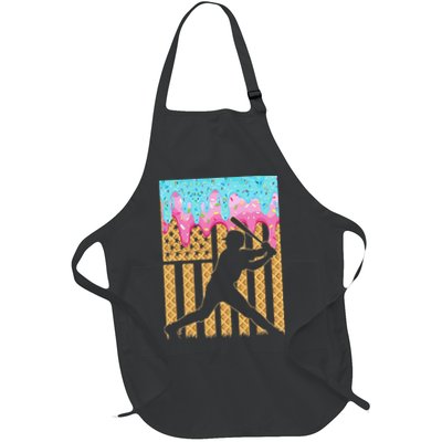 Baseball Drip Bat Dripping Ice Cream American Flag Apron