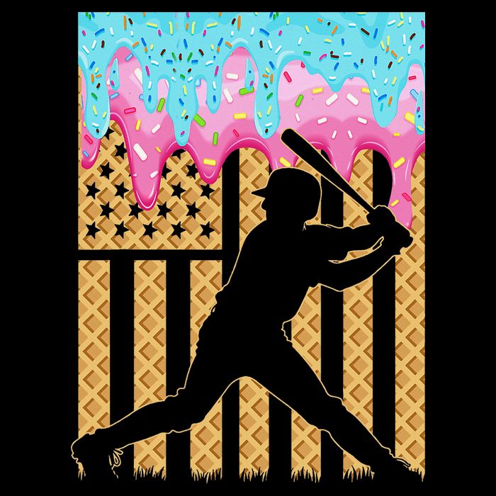Baseball Drip Bat Dripping Ice Cream American Flag Bucket Hat