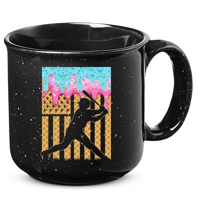 Baseball Drip Bat Dripping Ice Cream American Flag 15oz Campfire Ceramic Mug
