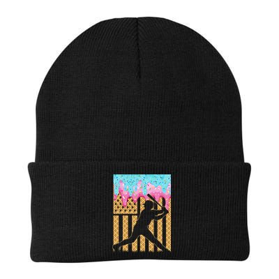 Baseball Drip Bat Dripping Ice Cream American Flag Beanie