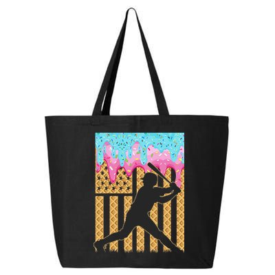 Baseball Drip Bat Dripping Ice Cream American Flag 25L Jumbo Tote