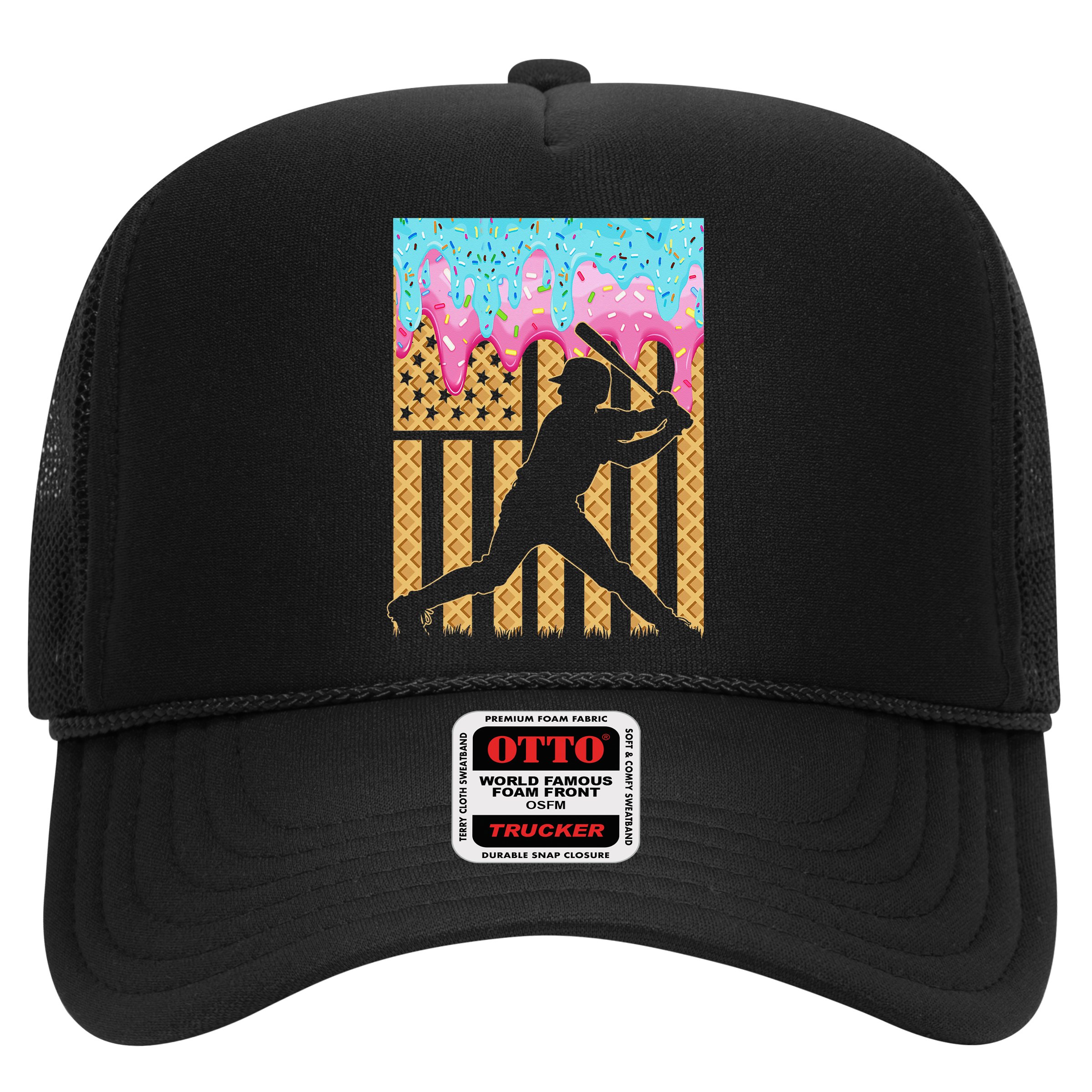 Baseball Drip Bat Dripping Ice Cream American Flag Hat