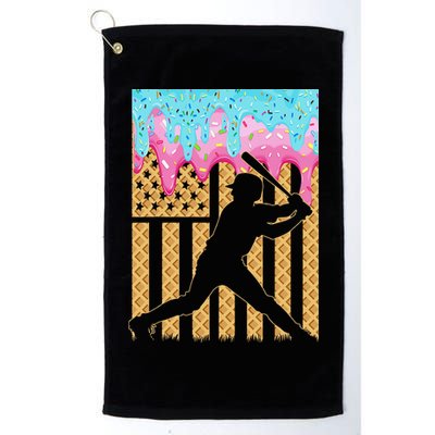 Baseball Drip Bat Dripping Ice Cream American Flag Golf Towel