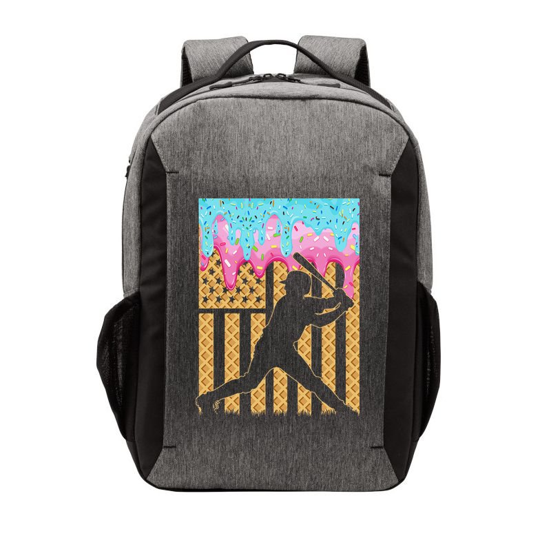 Baseball Drip Bat Dripping Ice Cream American Flag Vector Backpack