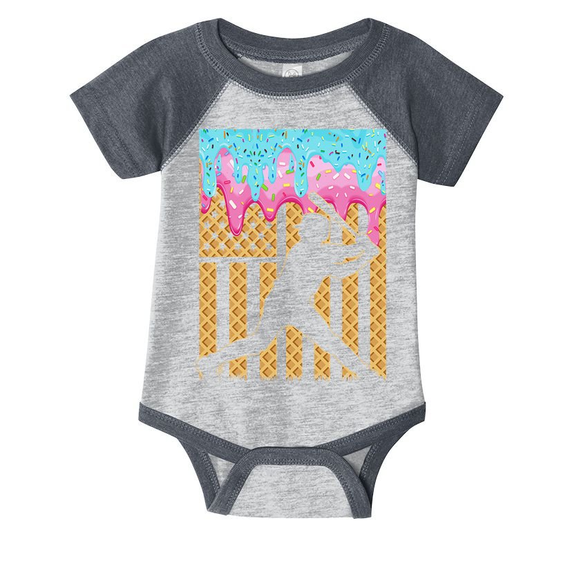 Baseball Drip Bat Dripping Ice Cream American Flag Infant Baby Jersey Bodysuit