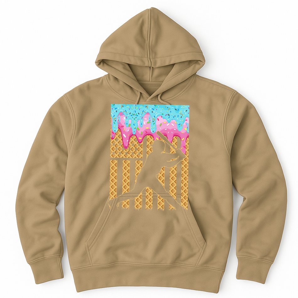 Baseball Drip Bat Dripping Ice Cream American Flag Hoodie