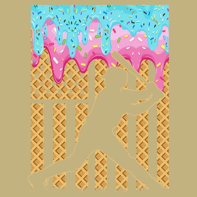 Baseball Drip Bat Dripping Ice Cream American Flag T-Shirt