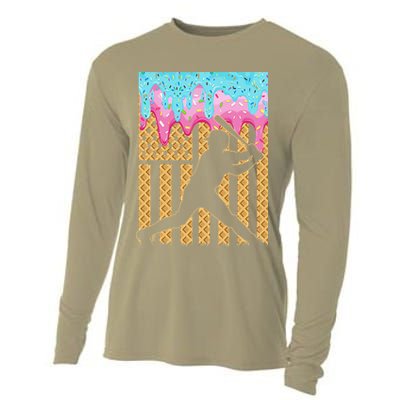 Baseball Drip Bat Dripping Ice Cream American Flag Cooling Performance Long Sleeve Crew
