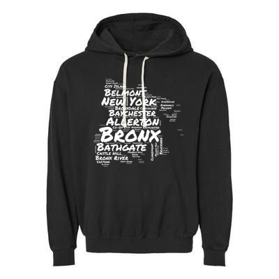 Boogie Down Bronx Neighborhoods Word Cloud Bronx New York Cute Gift Garment-Dyed Fleece Hoodie