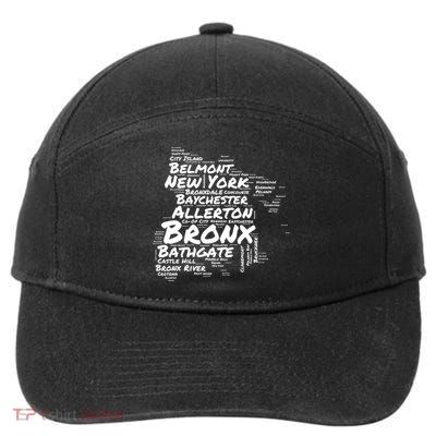 Boogie Down Bronx Neighborhoods Word Cloud Bronx New York Cute Gift 7-Panel Snapback Hat