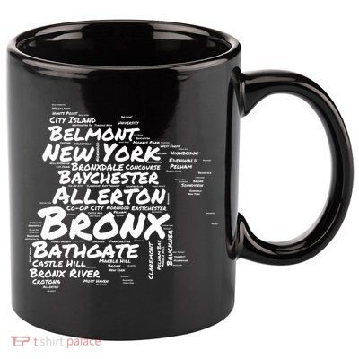 Boogie Down Bronx Neighborhoods Word Cloud Bronx New York Cute Gift 11oz C Handle Ceramic Mug