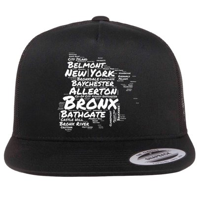 Boogie Down Bronx Neighborhoods Word Cloud Bronx New York Cute Gift Flatbill Hat