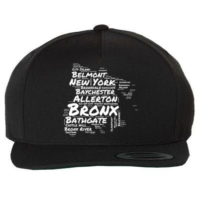 Boogie Down Bronx Neighborhoods Word Cloud Bronx New York Cute Gift Wool Snapback Cap