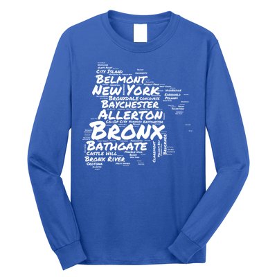 Boogie Down Bronx Neighborhoods Word Cloud Bronx New York Cute Gift Long Sleeve Shirt
