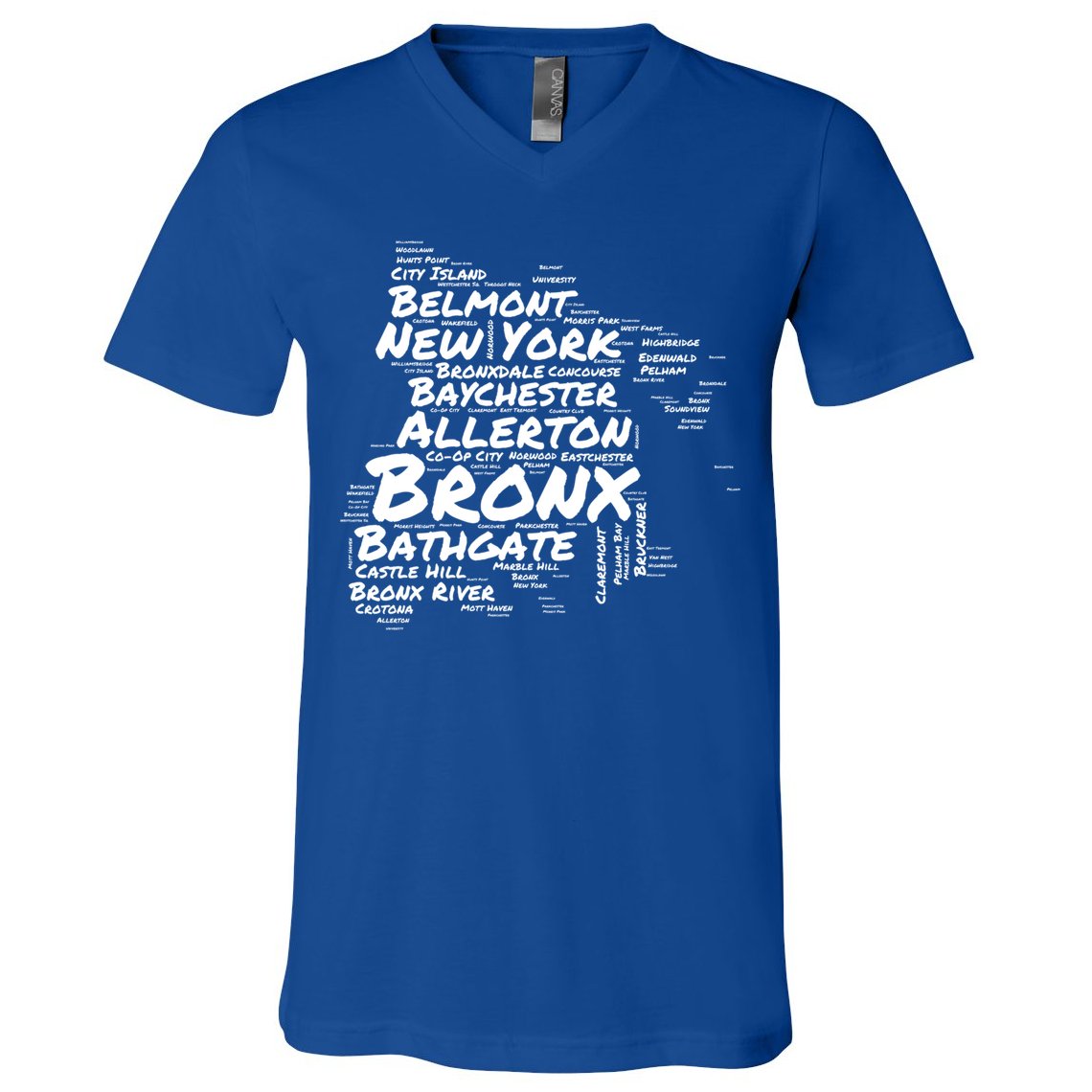 Boogie Down Bronx Neighborhoods Word Cloud Bronx New York Cute Gift V-Neck T-Shirt