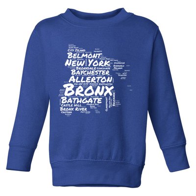Boogie Down Bronx Neighborhoods Word Cloud Bronx New York Cute Gift Toddler Sweatshirt