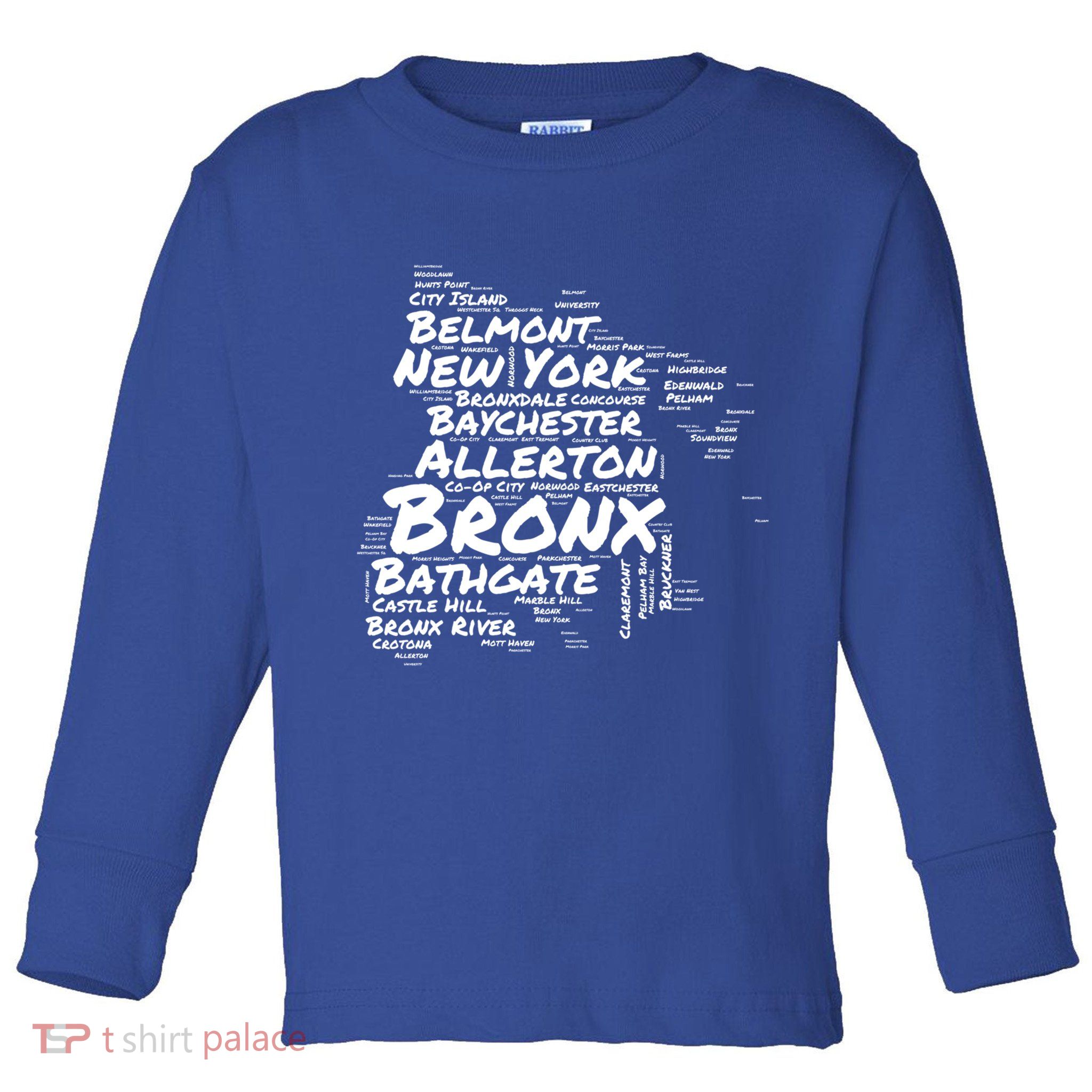 Boogie Down Bronx Neighborhoods Word Cloud Bronx New York Cute Gift Toddler Long Sleeve Shirt