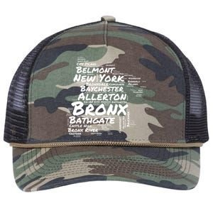 Boogie Down Bronx Neighborhoods Word Cloud Bronx New York Cute Gift Retro Rope Trucker Hat Cap