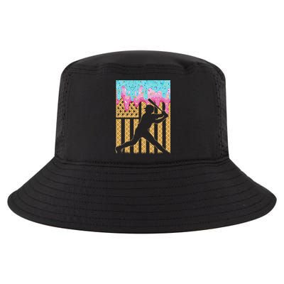 Baseball Drip Bat Boy Dripping Ice Cream American Flag Cool Comfort Performance Bucket Hat