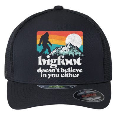 Bigfoot DoesnT Believe In You Either Funny Sasquatch Flexfit Unipanel Trucker Cap