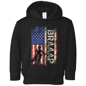 Braaap Dirt Bike Usa American Flag Motocross Biker Toddler Hoodie