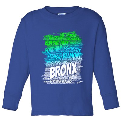 Boogie Down Bronx New York City Pride Map Area Like A Zoo Funny Gift Toddler Long Sleeve Shirt