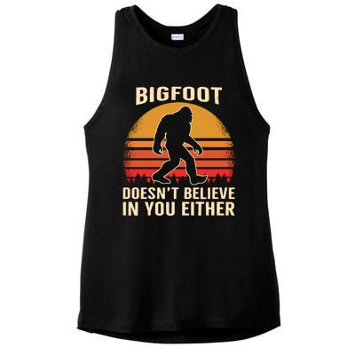 Bigfoot Doesnt Believe In You Either Bigfoot Sasquatch Retro Ladies PosiCharge Tri-Blend Wicking Tank