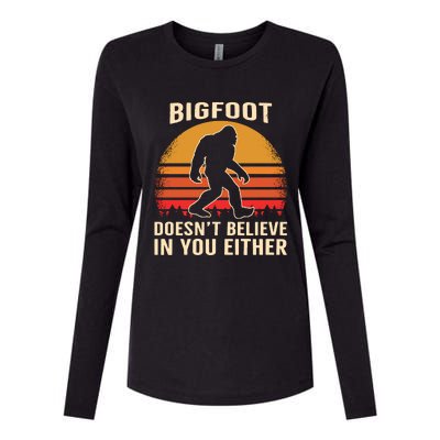 Bigfoot Doesnt Believe In You Either Bigfoot Sasquatch Retro Womens Cotton Relaxed Long Sleeve T-Shirt