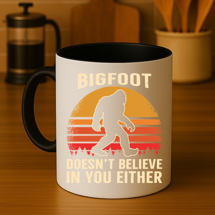 Bigfoot Doesnt Believe In You Either Bigfoot Sasquatch Retro Mug