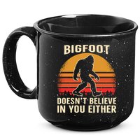 Bigfoot Doesnt Believe In You Either Bigfoot Sasquatch Retro 15oz Campfire Ceramic Mug