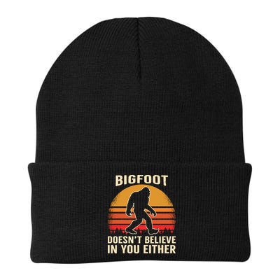Bigfoot Doesnt Believe In You Either Bigfoot Sasquatch Retro Beanie