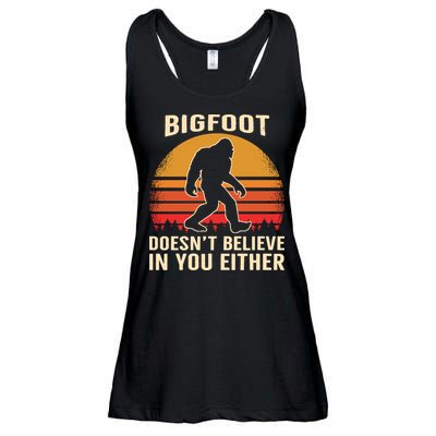 Bigfoot Doesnt Believe In You Either Bigfoot Sasquatch Retro Ladies Essential Flowy Tank