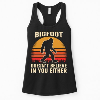 Bigfoot Doesnt Believe In You Either Bigfoot Sasquatch Retro Womens Tank Top