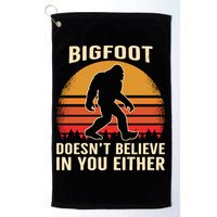Bigfoot Doesnt Believe In You Either Bigfoot Sasquatch Retro Golf Towel
