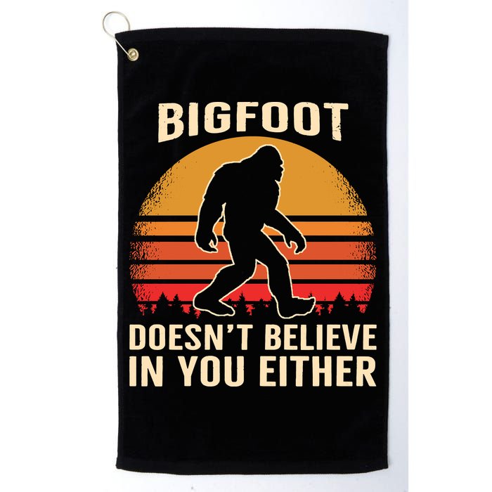 Bigfoot Doesnt Believe In You Either Bigfoot Sasquatch Retro Golf Towel