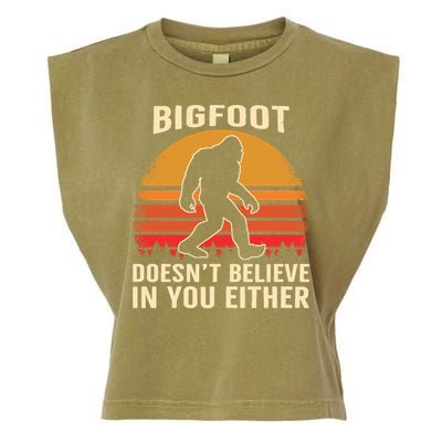 Bigfoot Doesnt Believe In You Either Bigfoot Sasquatch Retro Garment-Dyed Women's Muscle Tee